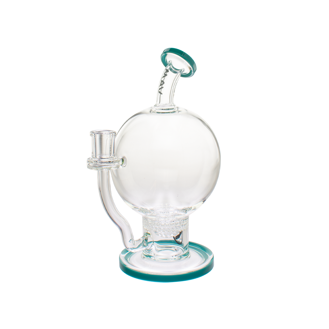 MAV Glass 7" Honey Globe Dab Rig in Aqua Blue with Honeycomb Percolator and Glass on Glass Joint