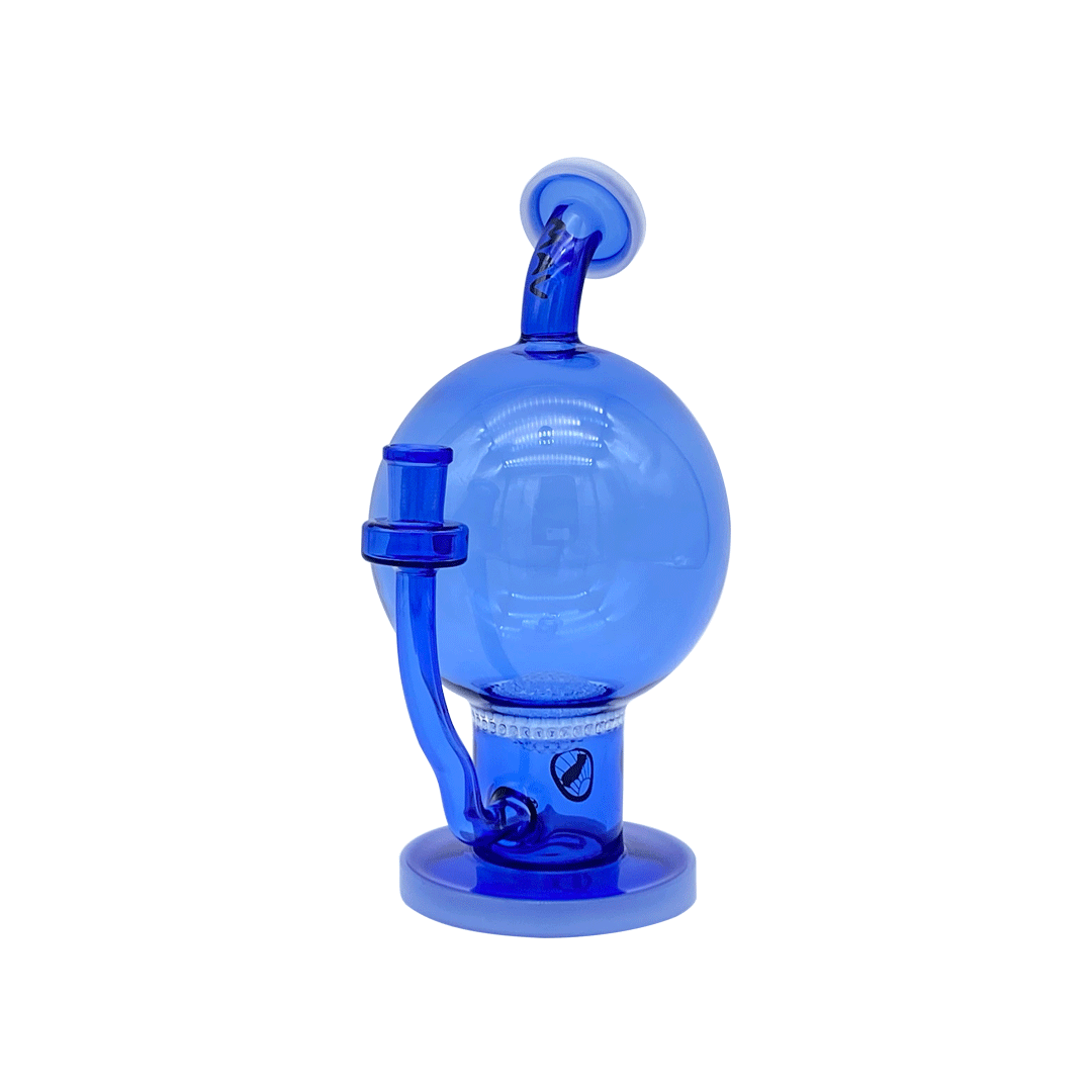 MAV Glass 7" Honey Globe Planetary 2 Tone Dab Rig in Blue, Front View with Honeycomb Percolator