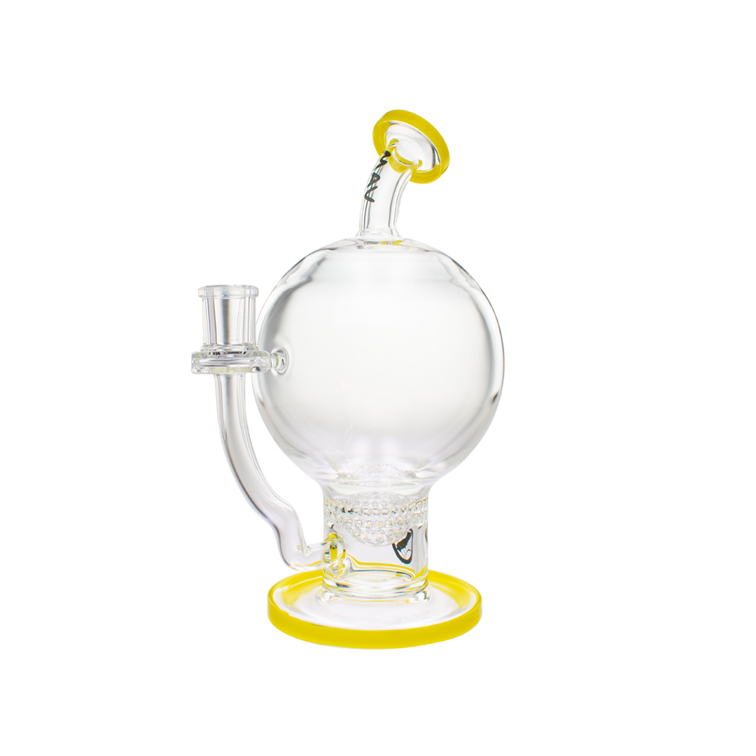 MAV Glass 7" Honey Globe Dab Rig with Honeycomb Percolator and Yellow Accents