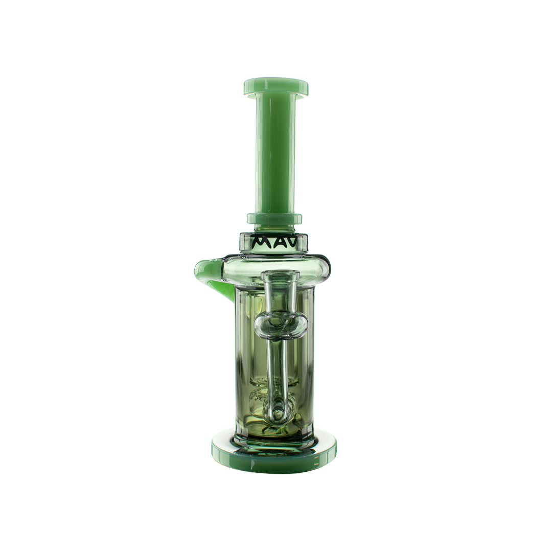 MAV Glass Abalone Cove Incycler Dab Rig in Seafoam, Front View, 9.25" with Recycler Design