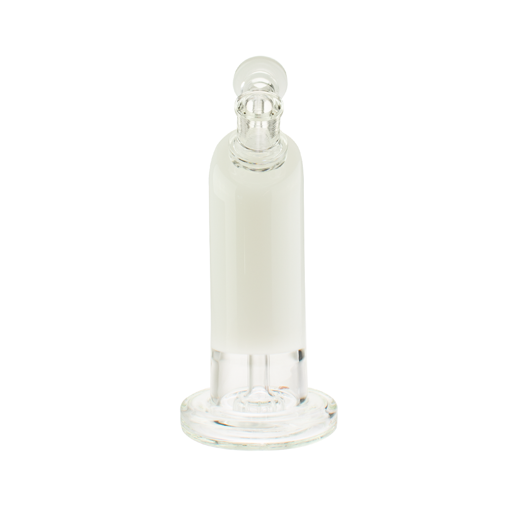 MAV Glass Bent Neck Showerhead Bubbler, 9" with beaker base and glass on glass joint, front view