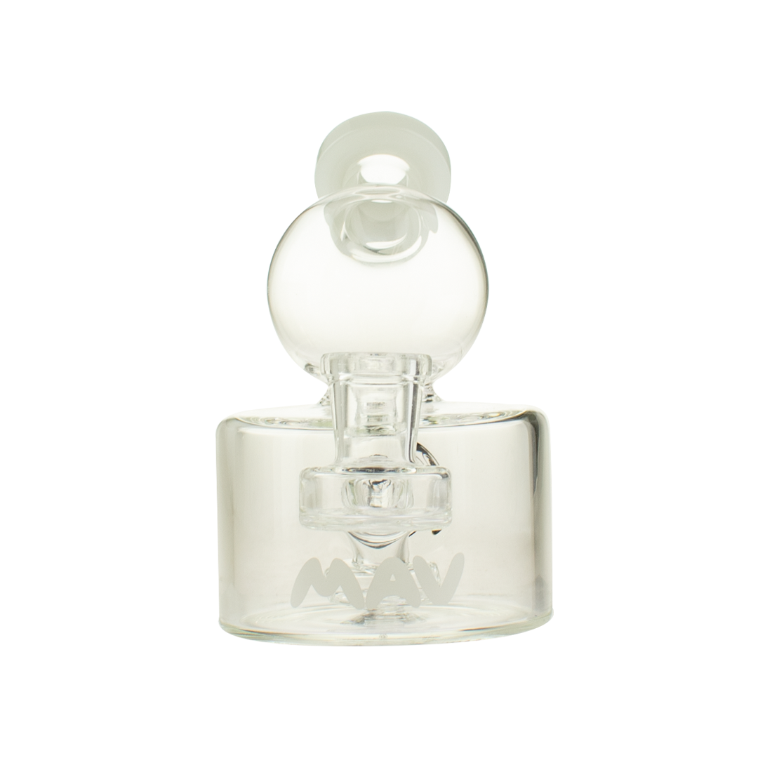 MAV Glass Big Squig Rig with clear beaker design and glass on glass joint, front view on white background