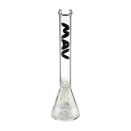 MAV Glass 18'' Classic Beaker Bong with Black Logo, Slitted Percolator, Front View