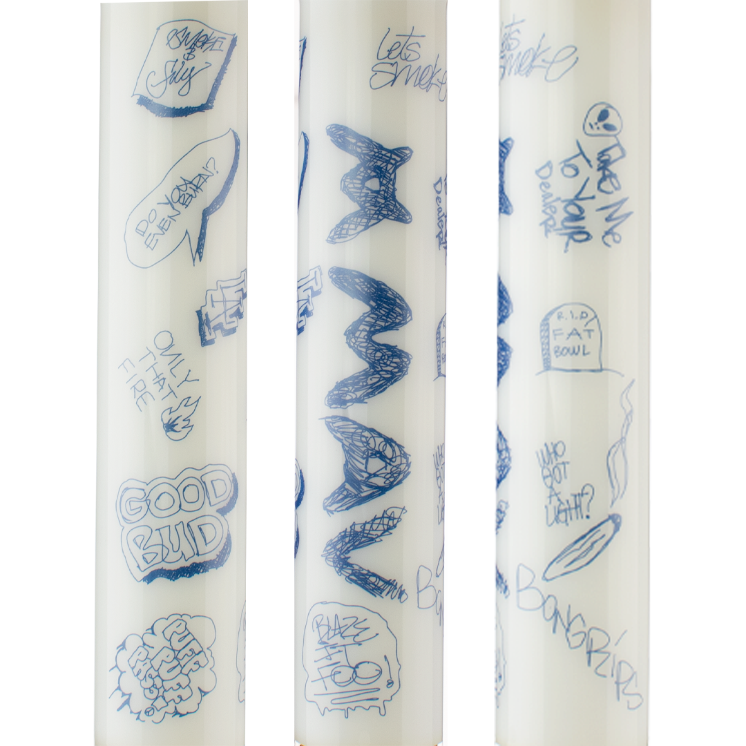 MAV Glass Doodle 18" Full Color Beaker Bong with unique doodle design - Triple View