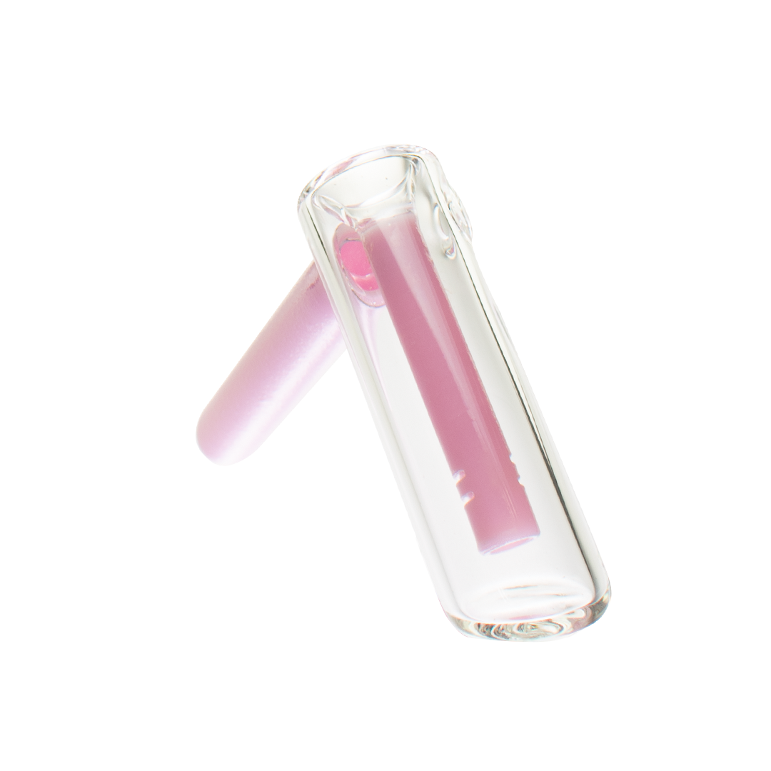 MAV Glass Hammer Bubbler in Pink, Compact 4" Height, Portable Design, Side View