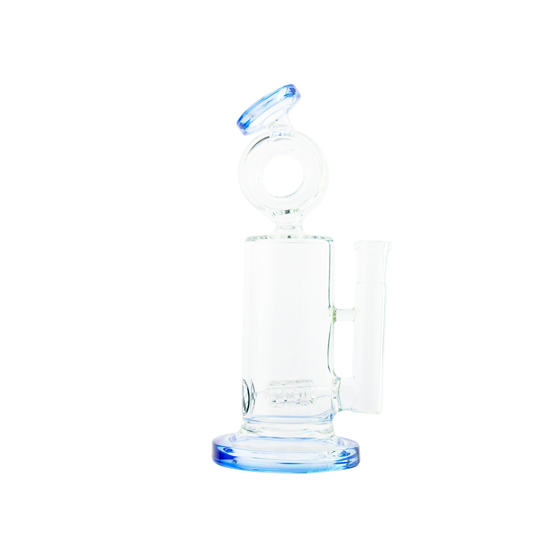 MAV Glass Inline 405 Barrel Top Bong with Blue Accents - Front View