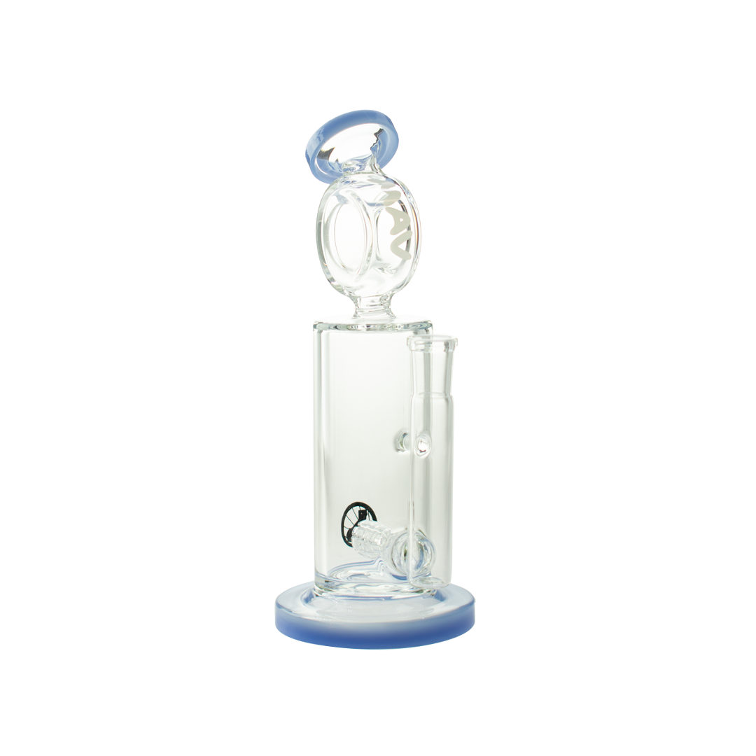 MAV Glass Inline 405 Barrel Top Bong in Lavender, 8" Tall, 14mm Female Joint, Front View