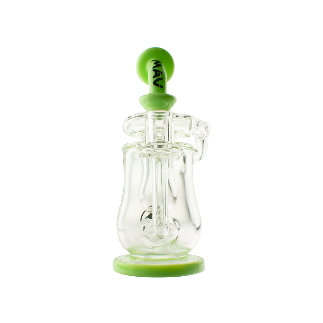 MAV Glass 7" Lido Recycler Dab Rig with Slit Puck Perc & Quartz Banger - Front View