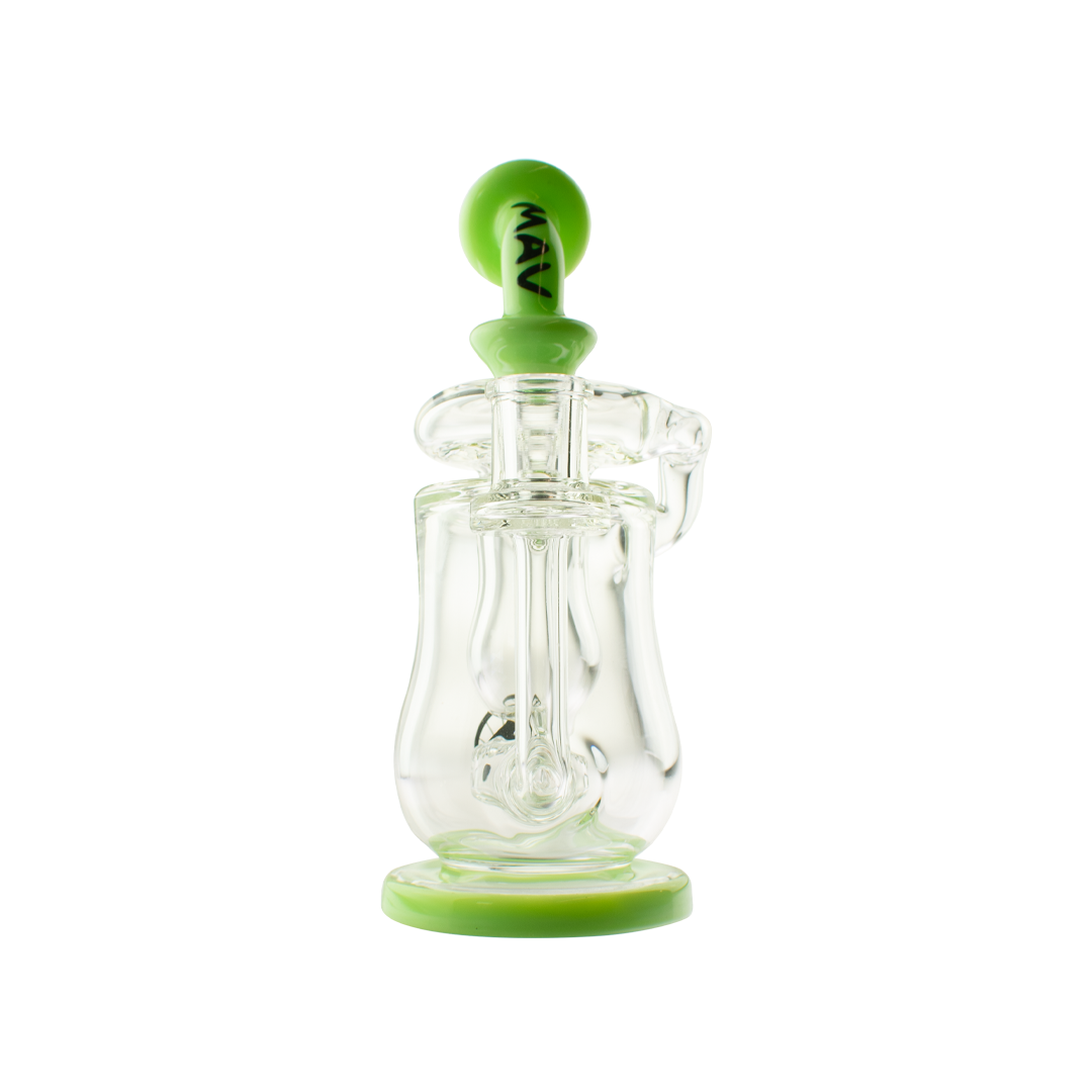 MAV Glass Lido Recycler Dab Rig with Quartz Banger - Front View on White Background