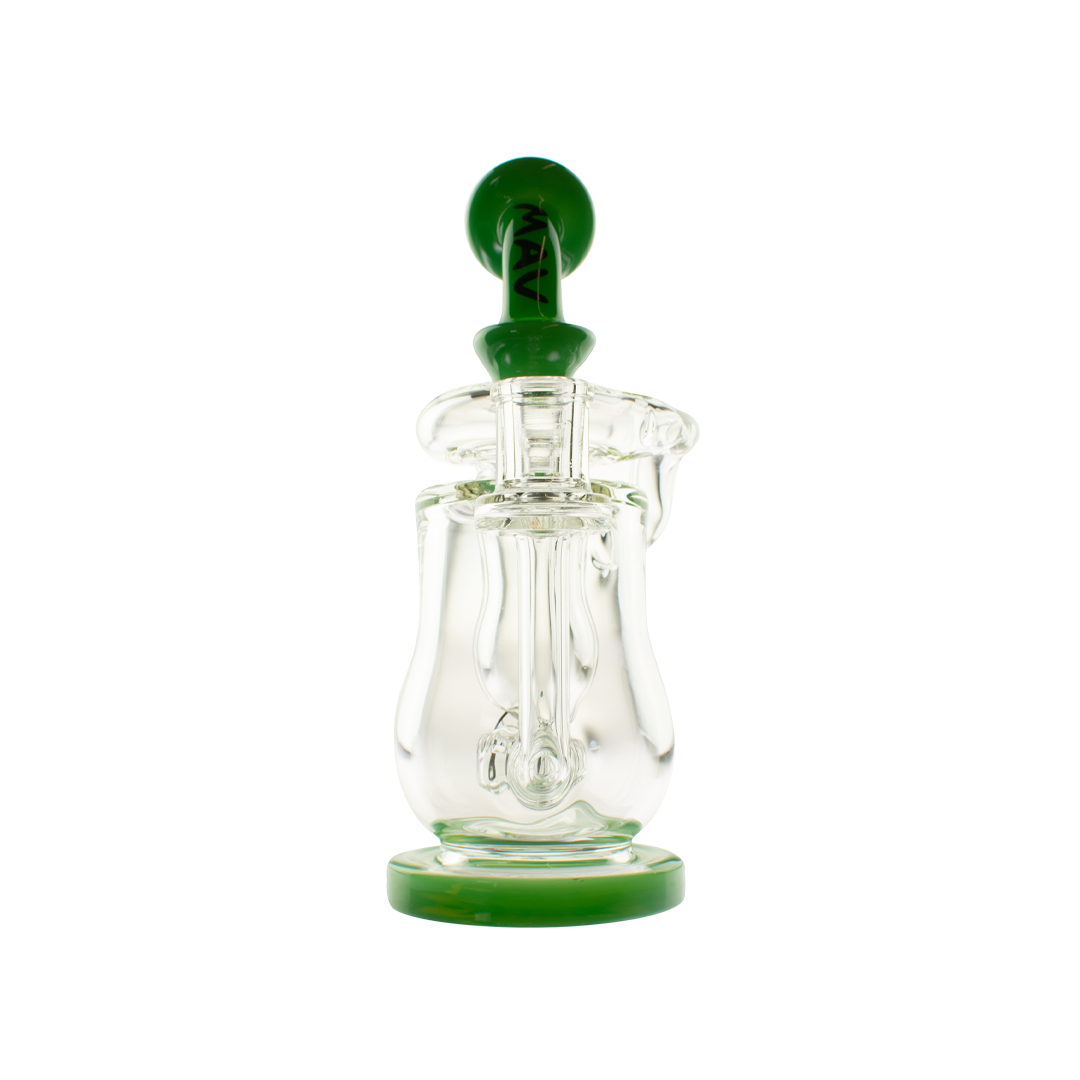 MAV Glass Lido Recycler Dab Rig with Quartz Beaker Design, 7" Height, 14mm Joint - Front View