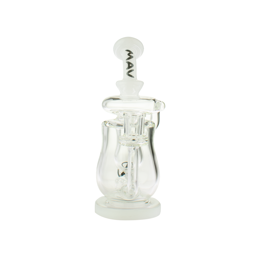 MAV Glass Lido Recycler Dab Rig with Quartz Beaker Design, 7" Height, Front View