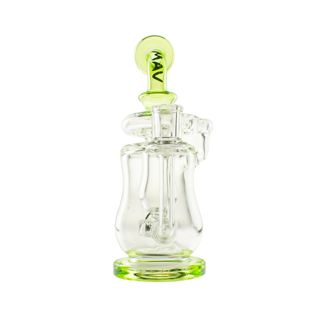 MAV Glass Lido Recycler Dab Rig with Beaker Design and Quartz Material, Front View