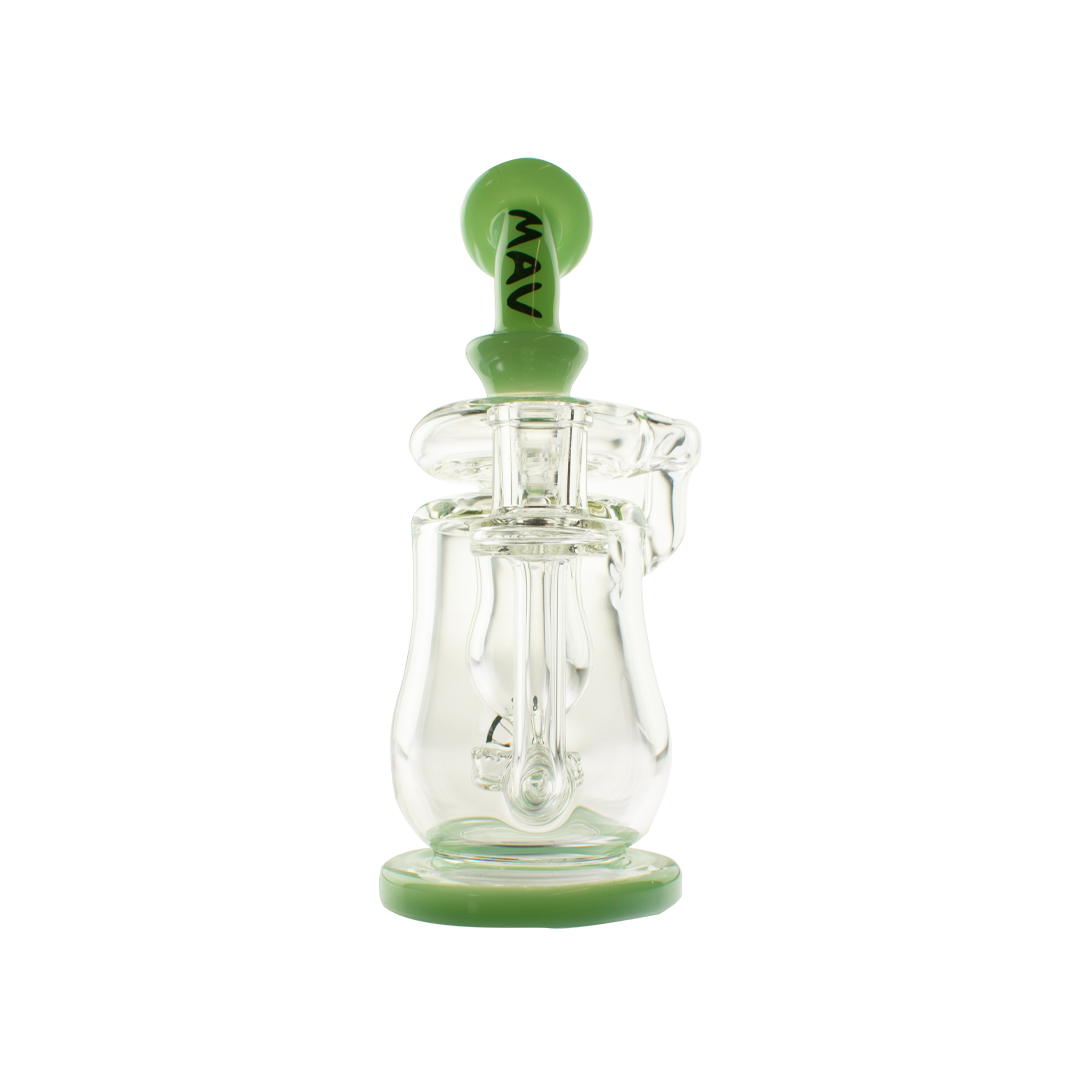 MAV Glass Lido Recycler Dab Rig with Quartz Banger, 7" Height, Beaker & Recycler Design, Front View
