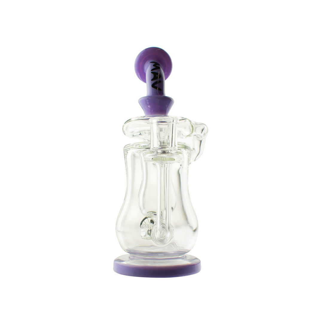 MAV Glass Lido Recycler Dab Rig with Quartz Banger - Front View on White Background