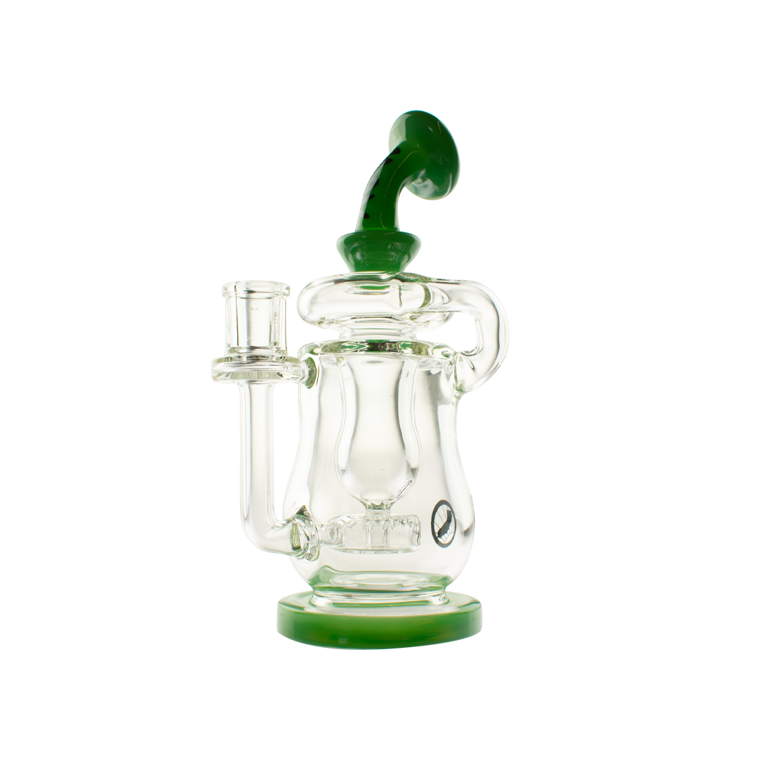 MAV Glass Lido Recycler Dab Rig in Forest Green with Quartz Banger - Front View