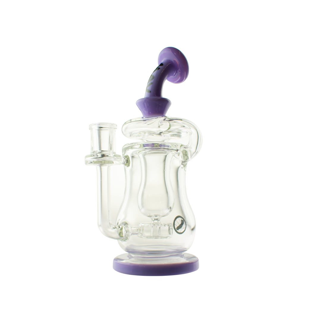 MAV Glass Lido Recycler Dab Rig in Full Purple with Quartz Banger - Front View