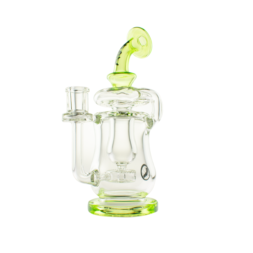 MAV Glass Lido Recycler dab rig with beaker design, 7" height, and 14mm quartz joint - front view