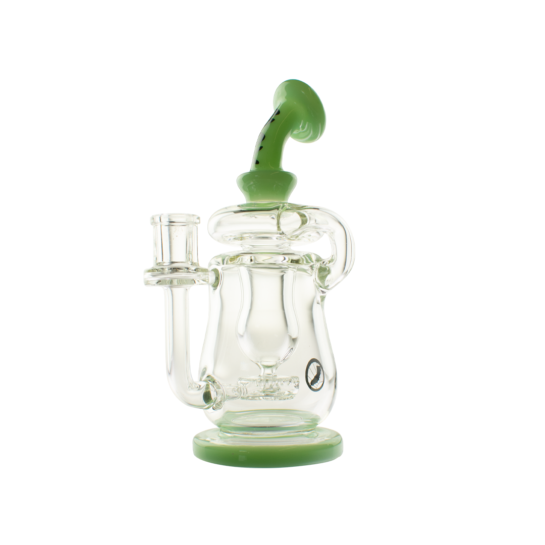 MAV Glass Lido Recycler Dab Rig in Sea Foam with Quartz Banger, Front View