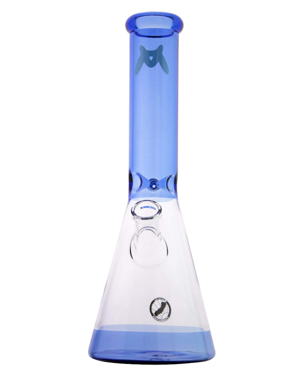 MAV Glass - 12'' Full Color Beaker Bong in Ink Blue with Clear Base - Front View