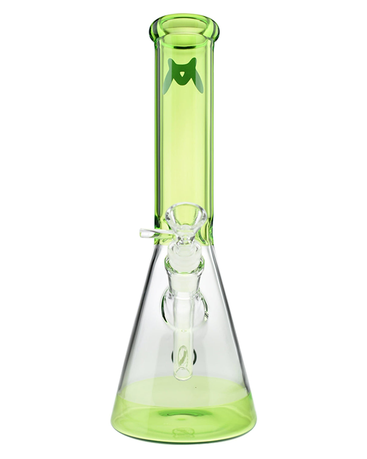 MAV Glass - 12'' Full Color Beaker Bong in Slyme Green with Clear Base, Front View