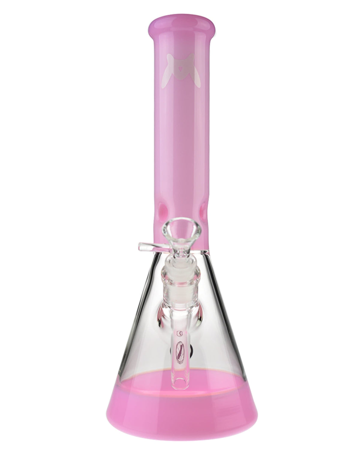 MAV Glass - 12'' Full Color Beaker Bong in Pink with Clear Glass Base and Percolator, Front View