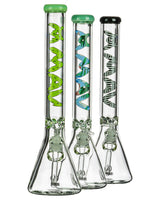 MAV Glass - 18" 9mm Beaker Bongs with Special Decals, Heavy Wall Design, USA Made - Front View