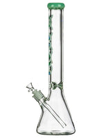 MAV Glass 18" 9mm Beaker Bong with Special Decal, Front View on White Background