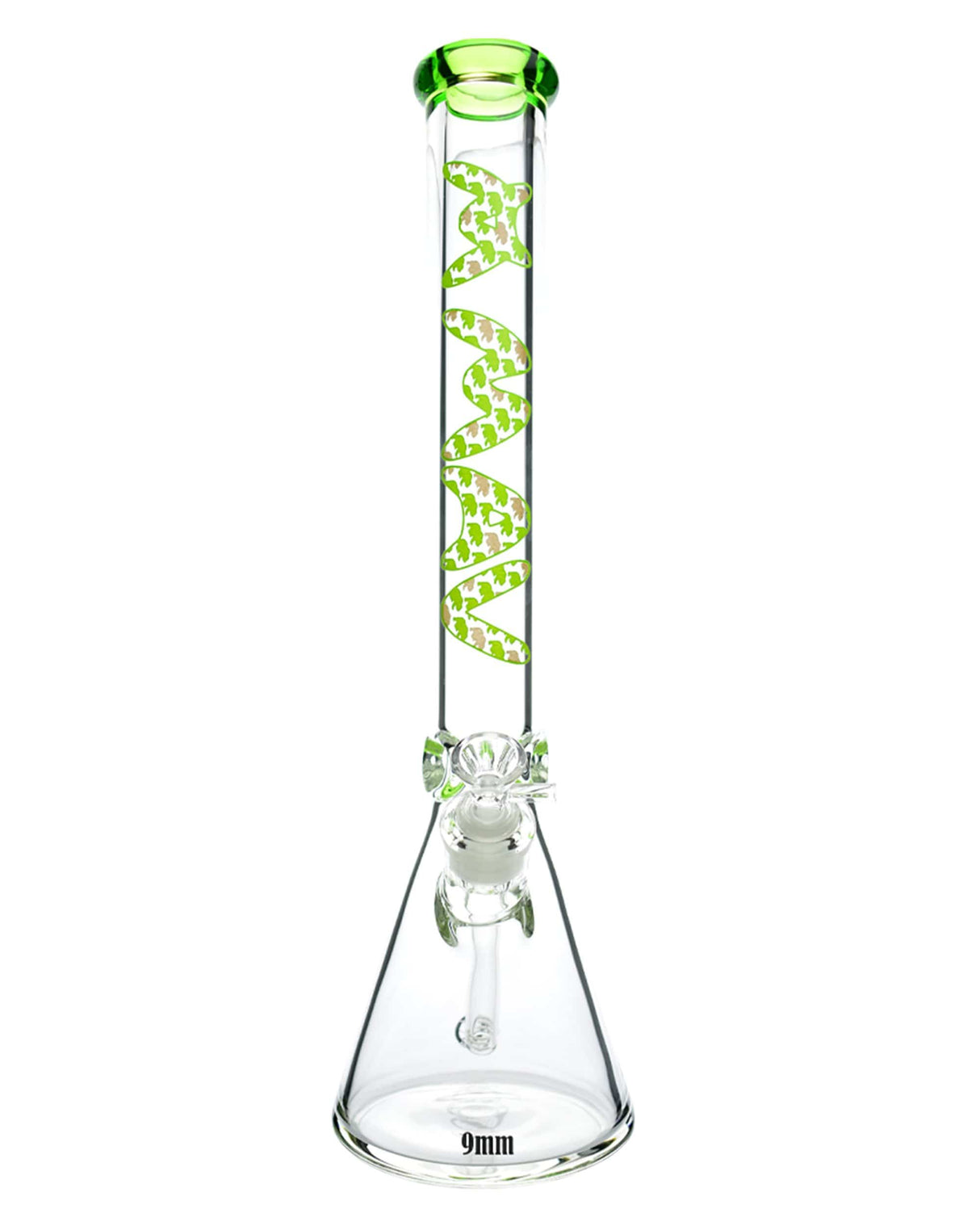 MAV Glass 18" Special Decal Beaker Bong with thick 9mm glass and Cali Bear design, front view