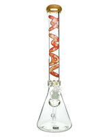 MAV Glass - 18" Red Camo Decal Beaker Bong, 9mm Thick Glass, Front View on White Background