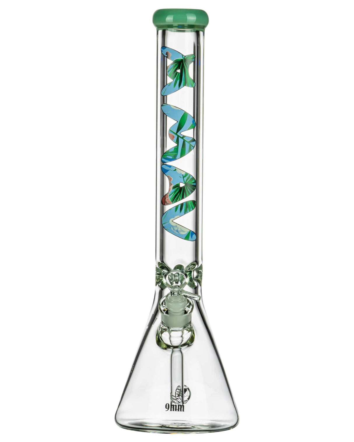 MAV Glass - 18" Tropical Feel 9mm Beaker Bong with Thick Glass and Deep Bowl