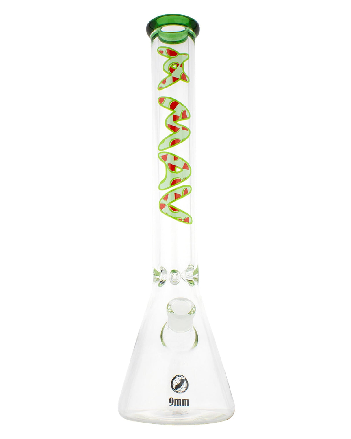 MAV Glass - 18" Watermelon Decal Beaker Bong, 9mm Thick Glass, Front View