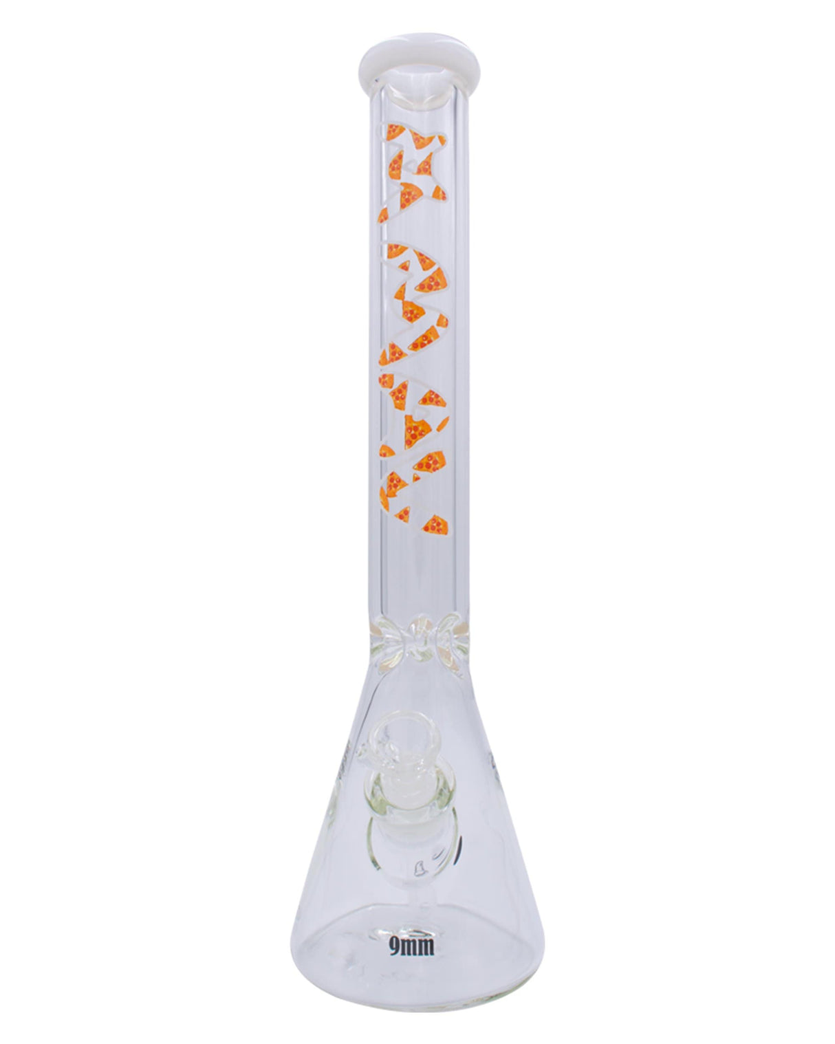MAV Glass - 18" 9mm Special Decal Beaker Bong with White Pizza Design - Front View