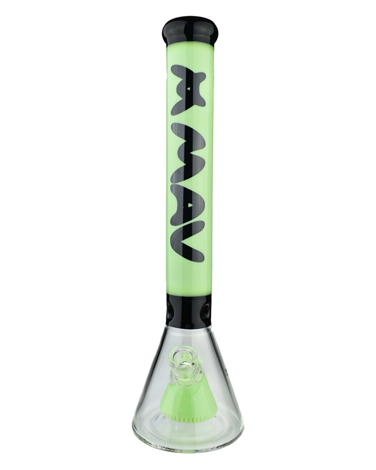 MAV Glass 18'' Redondo Pyramid Perc Beaker Bong in Black Slime color, front view on white background