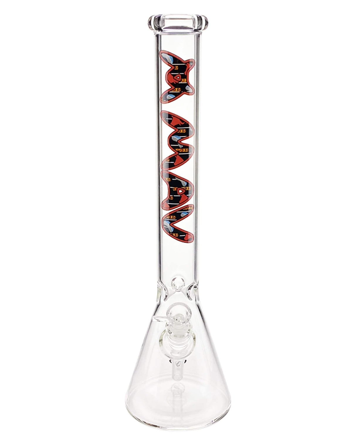 MAV Glass 18'' Top City Beaker Bong Chicago Variant with Clear Glass and Bold Accents