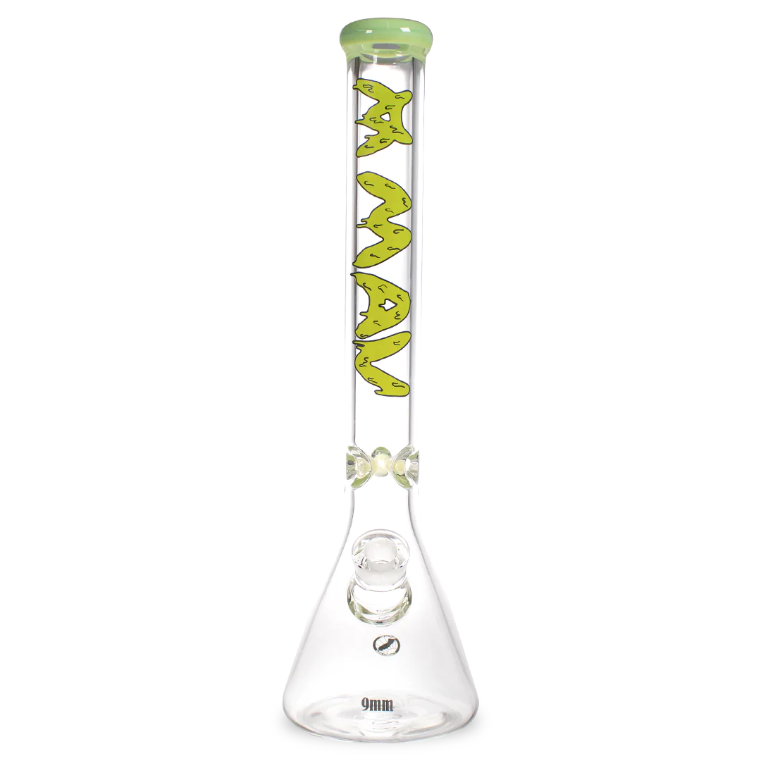 MAV Glass 18" Slime Drip Beaker Bong, 9mm thick with clear glass and side view
