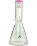 MAV Glass 44mm Color Top Beaker Bong in Clear with Pink Accents, Front View on White Background