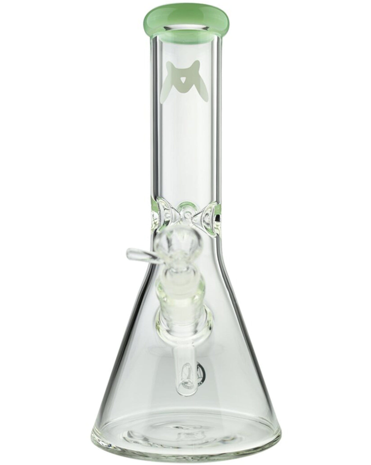 MAV Glass 44mm Color Top Beaker Bong in Seafoam, Front View, 10" Tall with Glass on Glass Joint