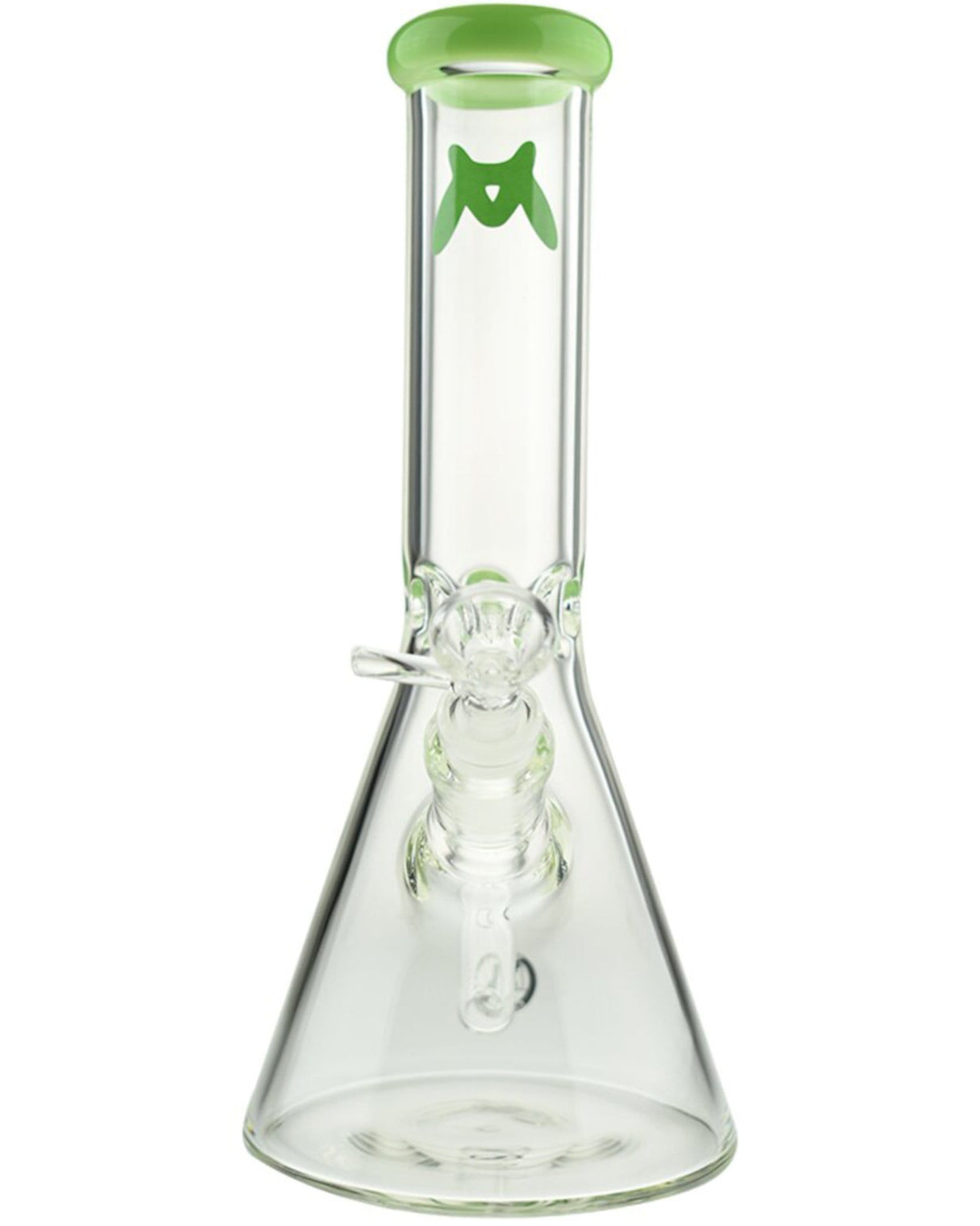 MAV Glass 44mm Beaker Bong with Slyme Color Top, Clear Borosilicate Glass, Front View