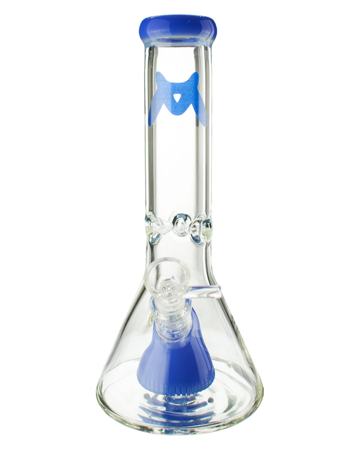 MAV Glass 12" Beaker Bong with Lavender Slitted Pyramid Perc, 7mm Thick Borosilicate