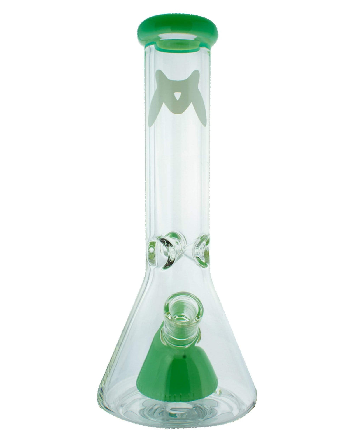 MAV Glass - 7mm Thick Beaker with Slitted Pyramid Perc in Sea Foam Green, Front View