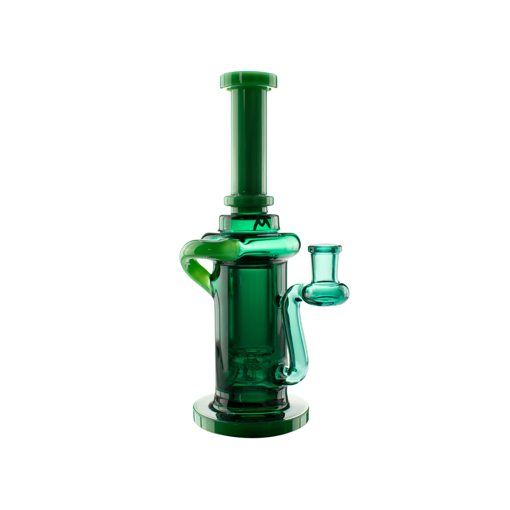 MAV Glass Abalone Cove Incycler in Teal, 9" Single Uptake Recycler Dab Rig, Side View