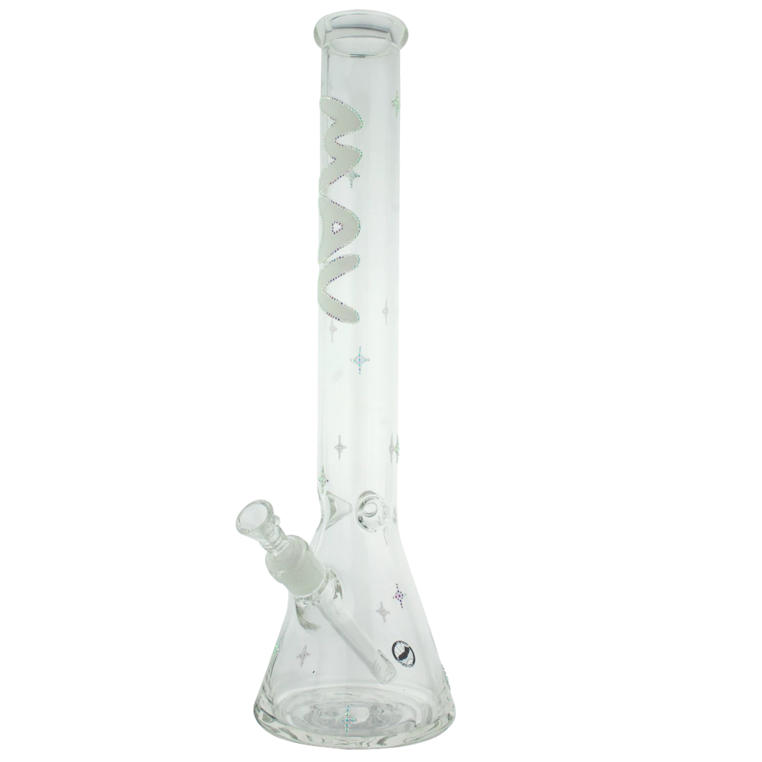 MAV Glass 18" Blunt Bhaddie X Mav Collab Beaker Bong with deep bowl and clear design