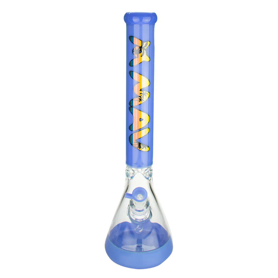 MAV Glass - Purple California Retro 18" Beaker Bong with Yellow Accents - Front View