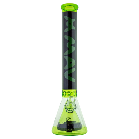 MAV Glass 18" Manhattan Pyramid Beaker in Black/Ooze, with Slitted Pyramid Percolator - Front View