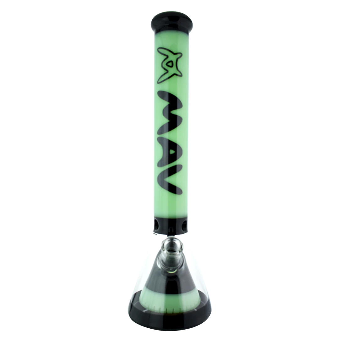 MAV Glass - 18" Manhattan Pyramid Beaker Bong with Slitted Pyramid Percolator, Front View