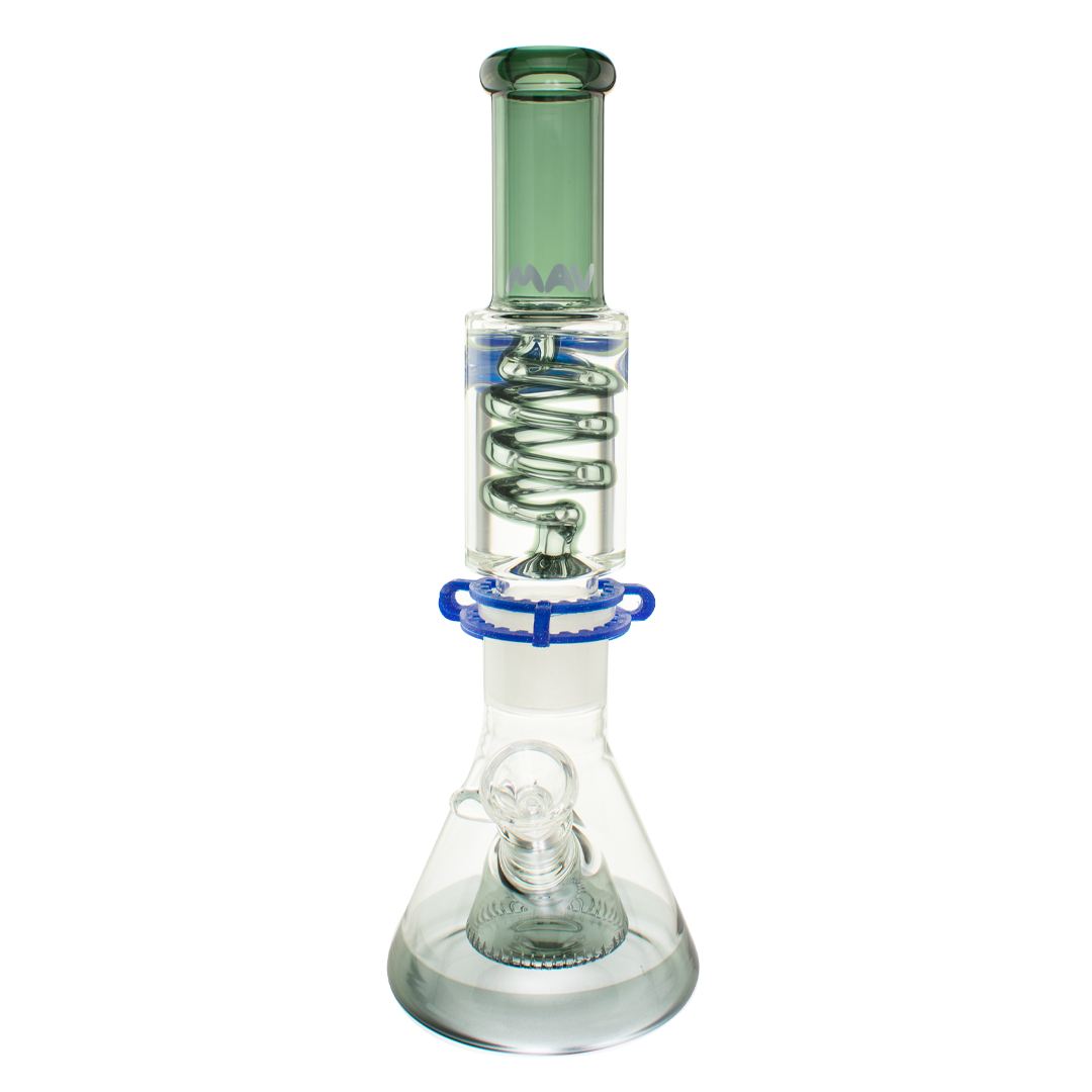 MAV Glass - 2 Tone Slitted Pyramid Beaker with Freezable Coil, 14" Height, Front View