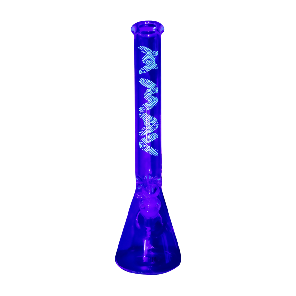 MAV Glass - 9mm Beaker Bong - Glow In The Dark Design, Front View
