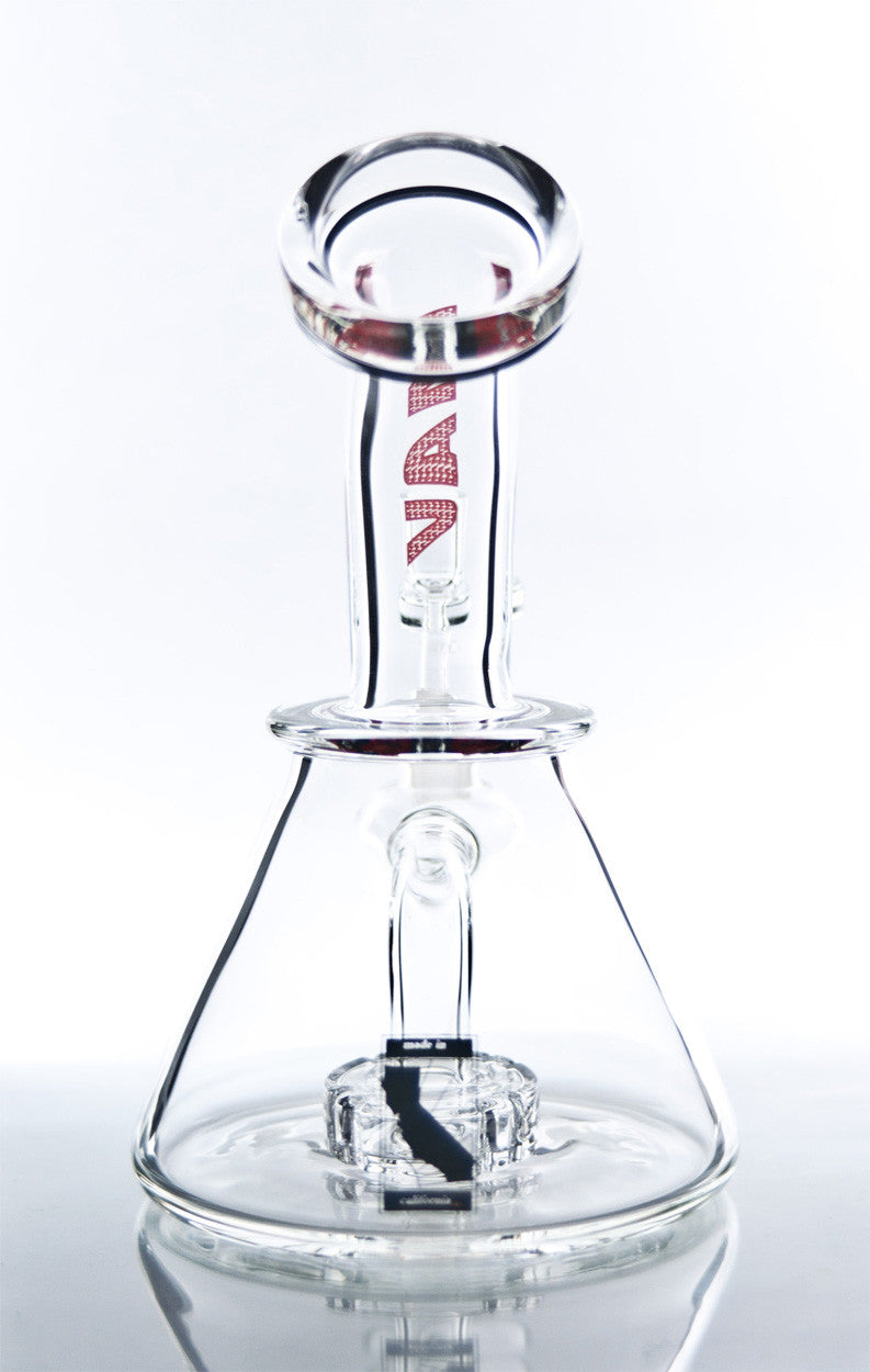 MAV Glass 7" Compact Beaker Banger Hanger Rig with Disc Percolator and Quartz Banger - Clear Front View