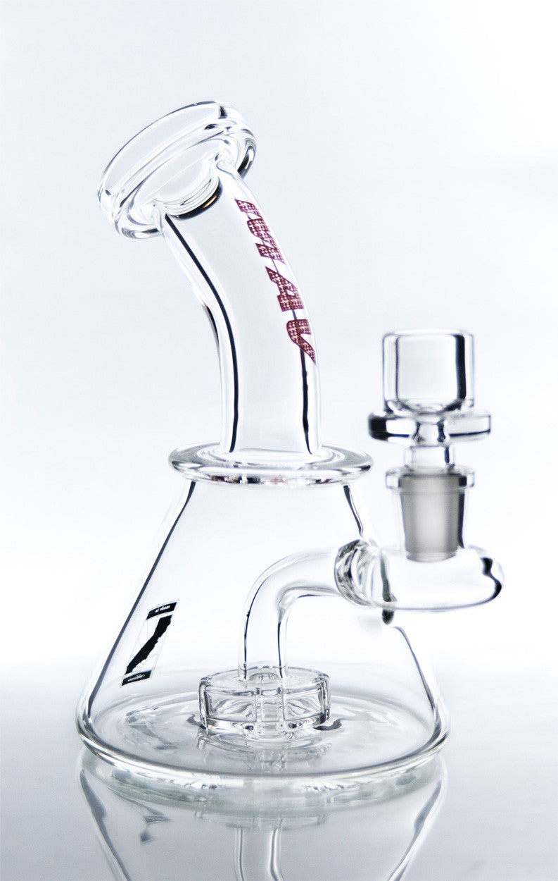 MAV Glass - 7" Beaker Banger Hanger Rig with Disc Percolator and Quartz Banger - Side View