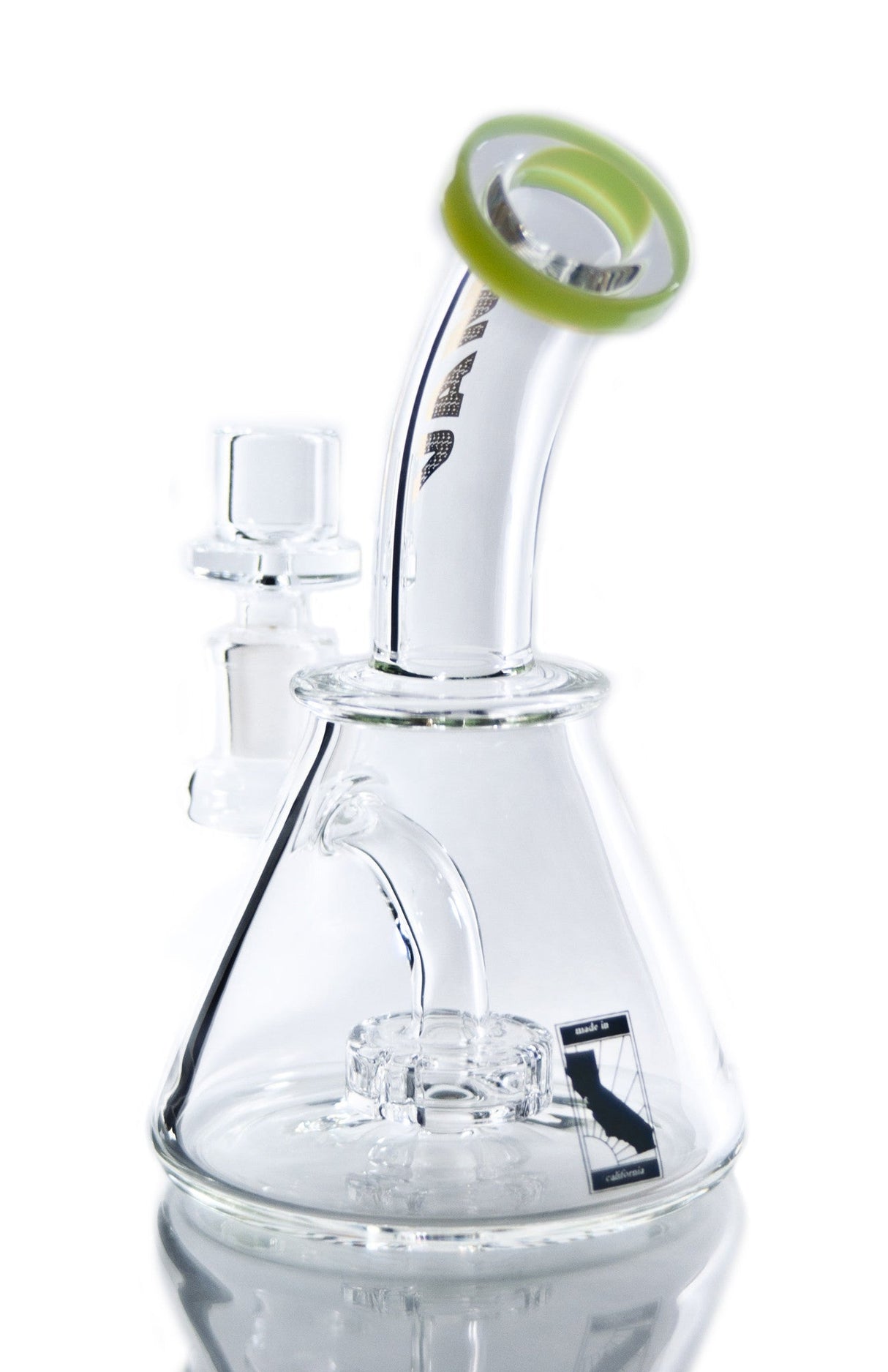 MAV Glass 7" Beaker Banger Hanger Rig with Disc Percolator and Quartz Banger - Side View